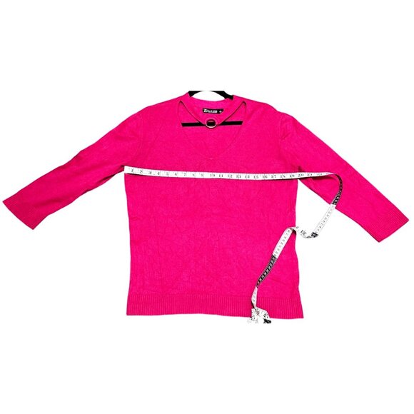 7th Avenue Design Studio Pink V-Neck Sweater L 3/4 Sleeves Rayon/Nylon Womens St - Picture 7 of 7
